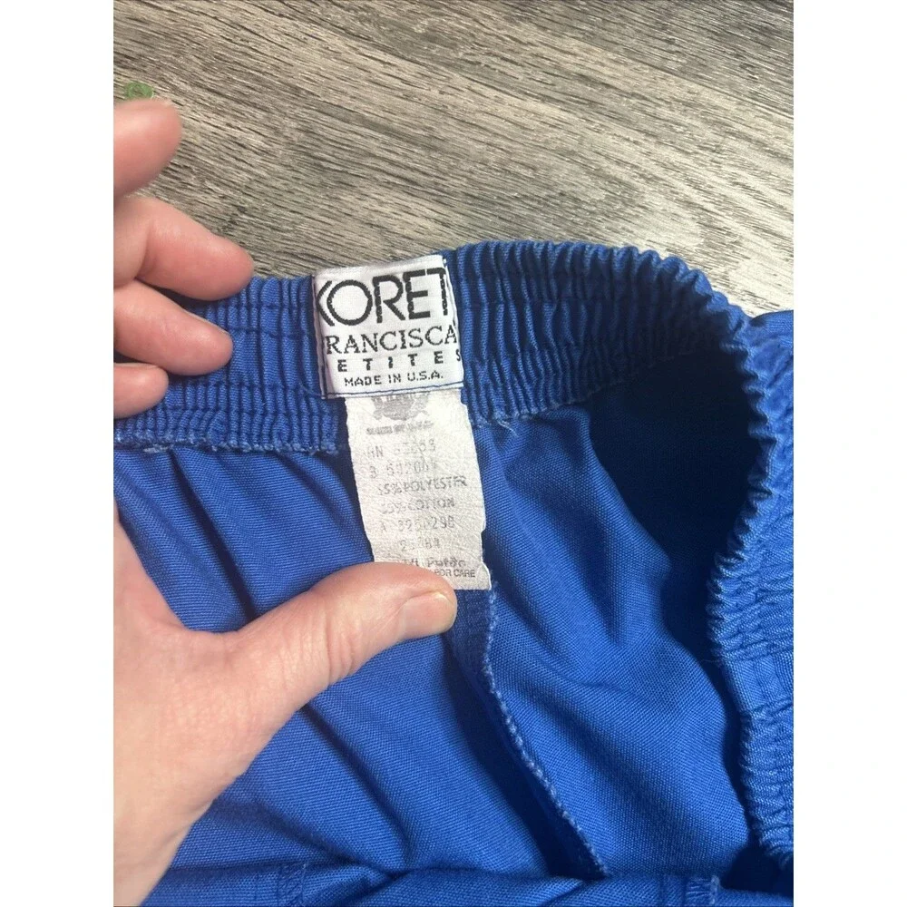 Vtg 80s Koret Womens Long Blue Bermuda Shorts Size 14 Pull On Knee Length